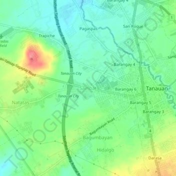 Mapa topográfico Sambat, altitud, relieve