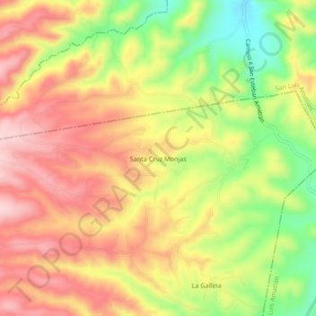 Mapa topográfico Santa Cruz Monjas, altitud, relieve