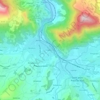 Mapa topográfico Harginxuria, altitud, relieve