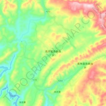 Mapa topográfico 南开苗族彝族乡, altitud, relieve