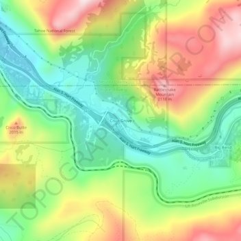 Mapa topográfico Cisco Grove, altitud, relieve