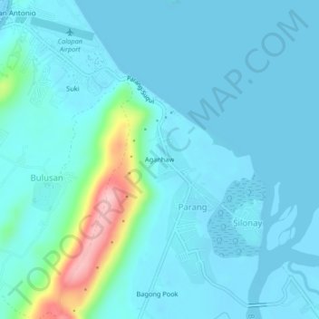 Mapa topográfico Aganhaw, altitud, relieve