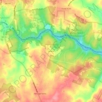 Mapa topográfico Salopha, altitud, relieve