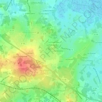 Mapa topográfico La Brosse, altitud, relieve