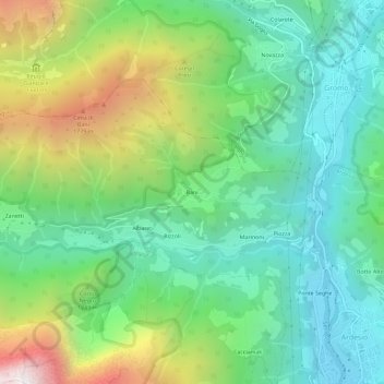 Mapa topográfico Bani, altitud, relieve
