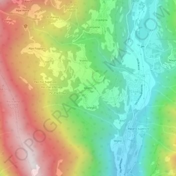Mapa topográfico Mozzio, altitud, relieve