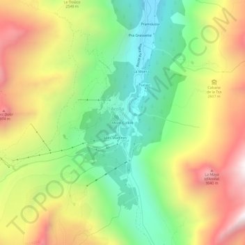 Mapa topográfico Mont-Collon, altitud, relieve