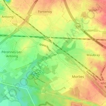 Mapa topográfico Vezonchaux, altitud, relieve