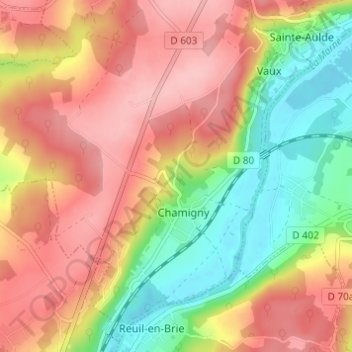 Mapa topográfico Larrue, altitud, relieve