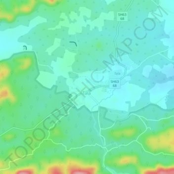 Mapa topográfico Tala, altitud, relieve
