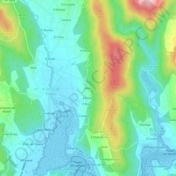 Mapa topográfico Entíns, altitud, relieve