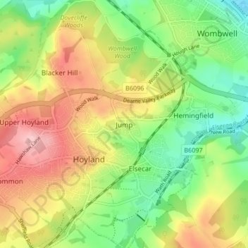 Mapa topográfico Jump, altitud, relieve