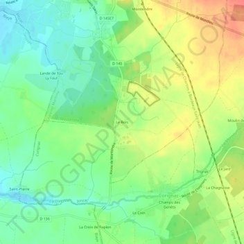 Mapa topográfico Le Bois, altitud, relieve
