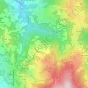Mapa topográfico Qualto, altitud, relieve