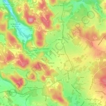 Mapa topográfico Manobre, altitud, relieve
