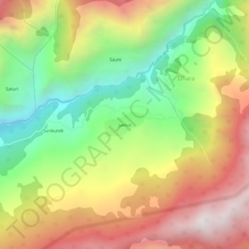 Mapa topográfico Jakhol, altitud, relieve