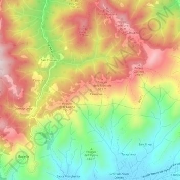 Mapa topográfico Caldese, altitud, relieve