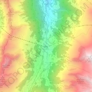 Mapa topográfico Siviez, altitud, relieve