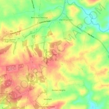 Mapa topográfico Street, altitud, relieve