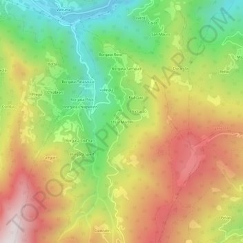 Mapa topográfico Chiot Martin, altitud, relieve