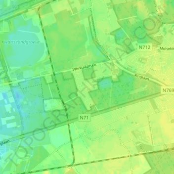 Mapa topográfico Lommel-Werkplaatsen, altitud, relieve