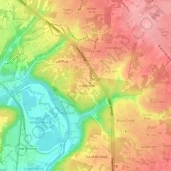Mapa topográfico The Highlands, altitud, relieve