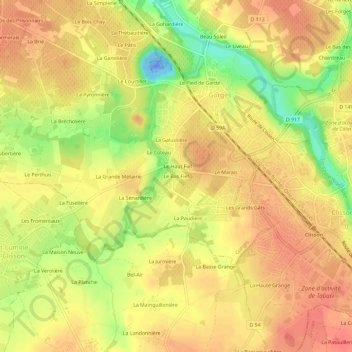 Mapa topográfico Le Bas Fief, altitud, relieve