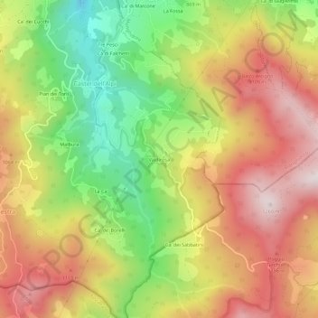 Mapa topográfico Valdirosa, altitud, relieve