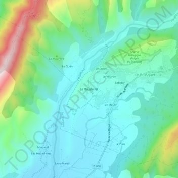 Mapa topográfico Le Mousteiret, altitud, relieve