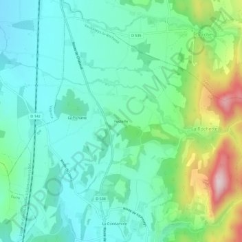 Mapa topográfico Festeille, altitud, relieve