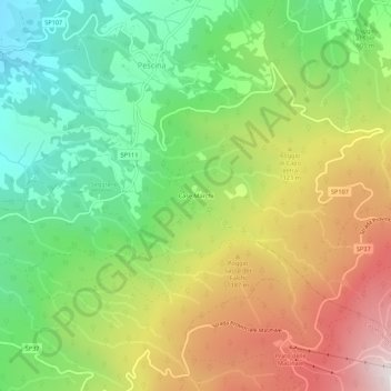 Mapa topográfico Case Marchi, altitud, relieve