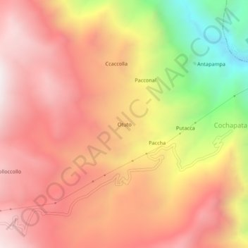 Mapa topográfico Otuto, altitud, relieve