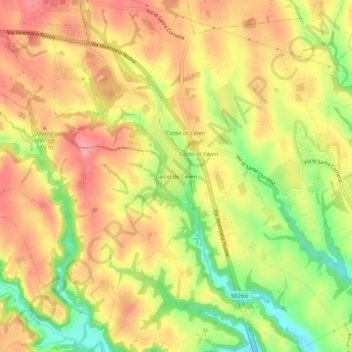 Mapa topográfico Castel de Ceveri, altitud, relieve