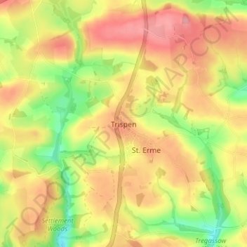 Mapa topográfico Trispen, altitud, relieve
