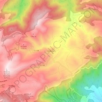 Mapa topográfico El Boixar, altitud, relieve