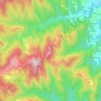 Mapa topográfico Masciù, altitud, relieve