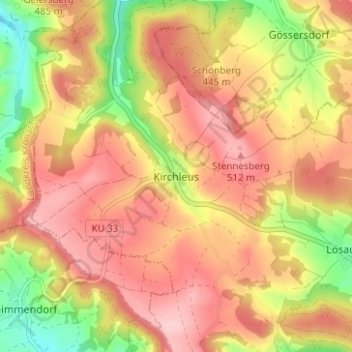 Mapa topográfico Kirchleus, altitud, relieve