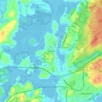 Mapa topográfico Riverview, altitud, relieve