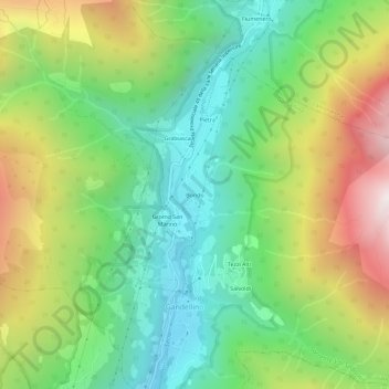 Mapa topográfico Bondo, altitud, relieve