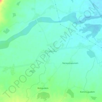Mapa topográfico Pinapaka, altitud, relieve