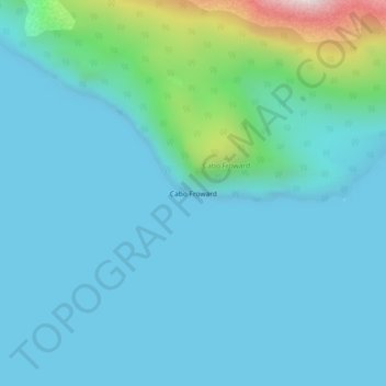 Mapa topográfico Cabo Froward, altitud, relieve