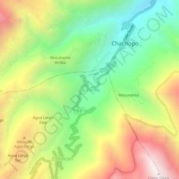 Mapa topográfico La Venta, altitud, relieve