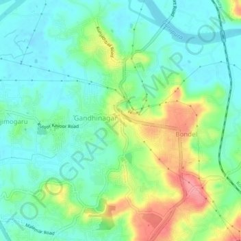 Mapa topográfico Kavoor, altitud, relieve