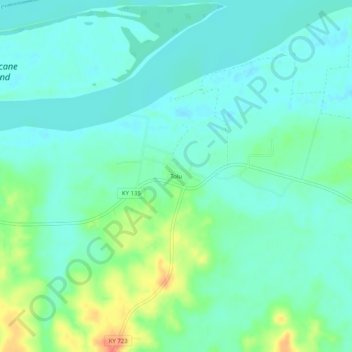 Mapa topográfico Tolu, altitud, relieve