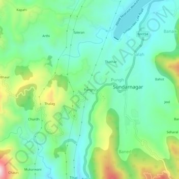 Mapa topográfico Pungru, altitud, relieve