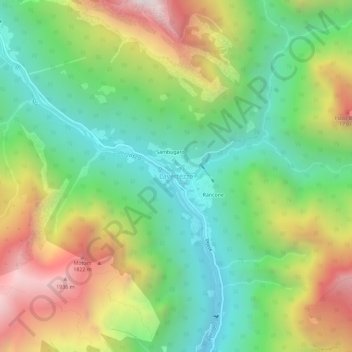Mapa topográfico Lavertezzo, altitud, relieve