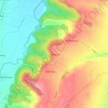 Mapa topográfico Château de Salleneuve, altitud, relieve