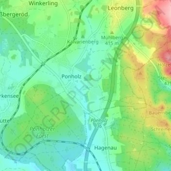 Mapa topográfico Schwarzhof, altitud, relieve