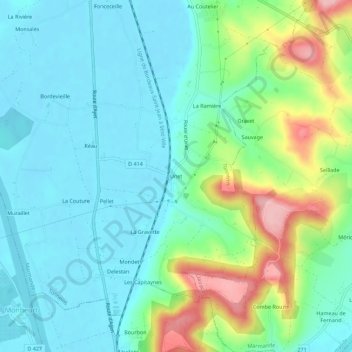 Mapa topográfico Unet, altitud, relieve