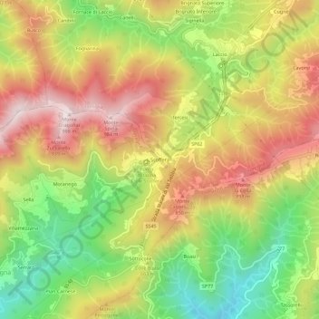 Mapa topográfico Scoffera, altitud, relieve